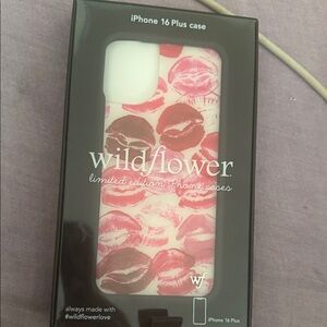Wildflowers iPhone 16 Plus Case - Red and Pink Lips Design